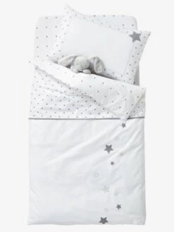 Drap-housse Bébé PLUIE D'ETOILES Blanc / étoiles - Vertbaudet -Magasin De Produits Tendance Pour Bébés drap housse bebe pluie detoiles 2