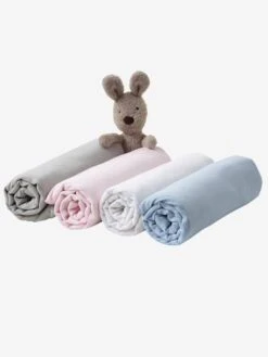 Lot De 2 Draps-housses Bébé En Jersey Uni Blanc Blanc - Vertbaudet -Magasin De Produits Tendance Pour Bébés lot de 2 draps housses bebe en jersey uni blanc 2